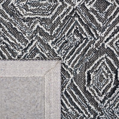 Black and Ivory Hand-Tufted Wool 8' x 10' Area Rug