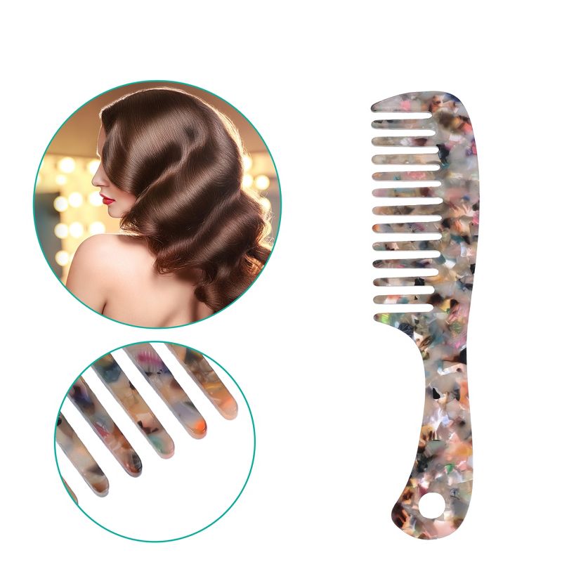 Unique Bargains Anti-Static Hair Comb Wide Tooth for Thick Curly Hair Hair Care Detangling Comb For Wet and Dry Multicolor 1 Pcs, 2 of 7