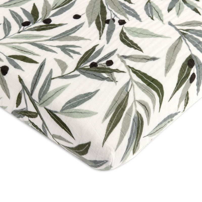 Babyletto Olive Branches Muslin Mini Crib Sheet, 1 of 9