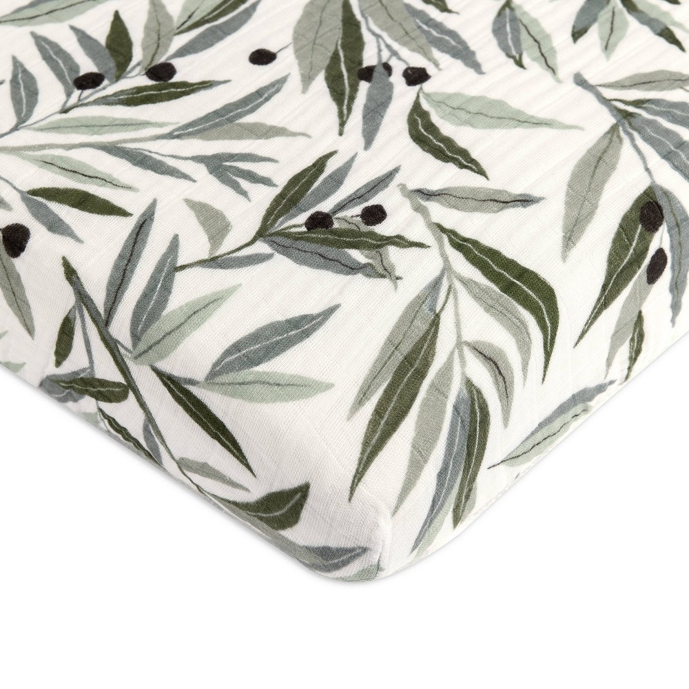 Olive Branches Muslin Mini Crib Sheet -  Babyletto, T28236