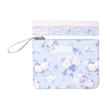 LoveShackFancy x Target - Yoobi Everblooming Rosettes Flat Zip Pencil Case with Strap Whisper Blue