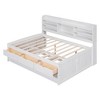 Twin/Full Size Wooden Captain Bed with Built-in Bookshelves,Three Storage Drawers and Trundle - ModernLuxe - 4 of 4