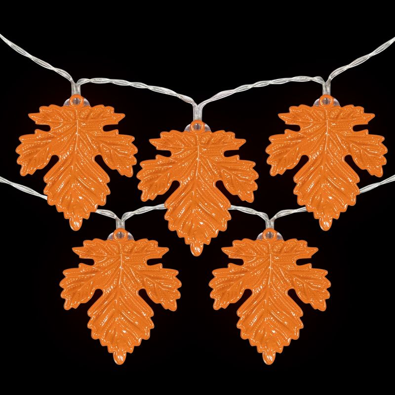 Northlight 10-Count Orange LED Fall Harvest Maple Leaf Fairy Lights, 5.5ft, Copper Wire, 3 of 7
