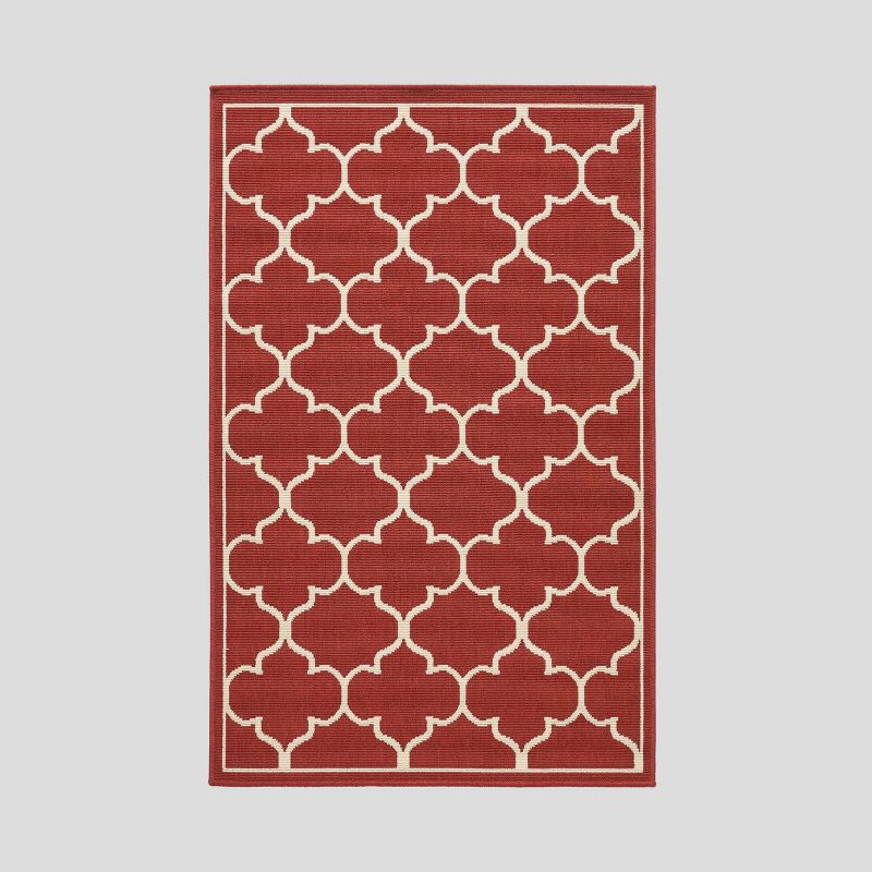 Thornhill Geometric Outdoor Rug Red/Ivory - Christopher Knight Home, 1 of 7