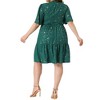 Agnes Orinda Women's Plus Size Sparkly Star Square Neck Ruffle Short Sleeve Flowy Summer Midi Dress - 4 of 4