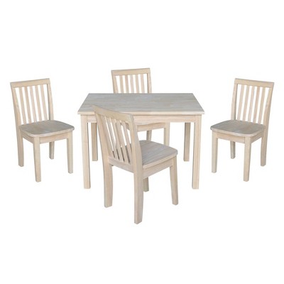 Kids' Table with 4 Mission Juvenile Chairs Unfinished - International Concepts