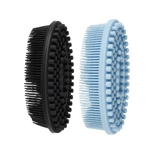 Unique Bargains Shower Silicone 2 in 1 Body Scrubber 2 Pcs - 1 of 4