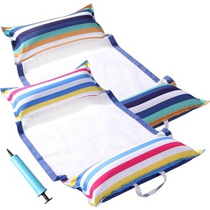 Jasonwell XL Pool Hammock Floats 2Pack – 4-in-1 Inflatable Water Floaties (Saddle, Lounge Chair, Drifter) for Adults, 01Rainbow&Kanagawa - 1 of 4