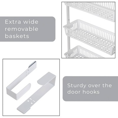 Smart Design 8-Tier Over The Door Hanging Pantry Organizer with 6 full Baskets and 2 Deep Baskets White: Steel Kitchen Storage Rack — фото 5