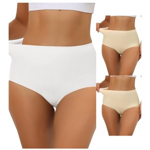 Allegra K Women's Elastic High-Waisted Unlined Breathable No-Show Hipster Underwear Multicolored - 1 of 4
