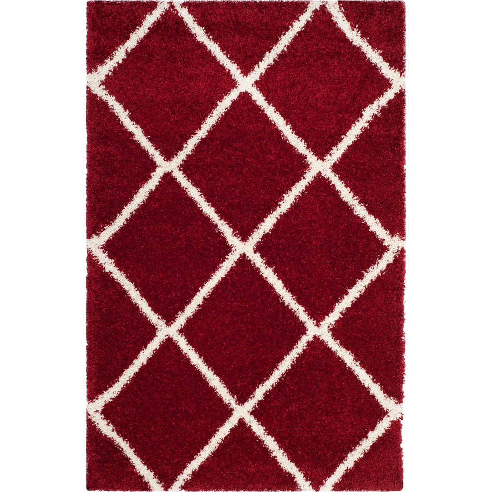 4'x6' Hudson Shag Area Rug Red/Ivory - Safavieh