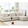 L-Shaped Sectional Sofa with Ottoman, Sofa with Bluetooth Speakers and Multifunctional Console, Corduroy Sofa with Wood Frame-Coolbibila - 2 of 4