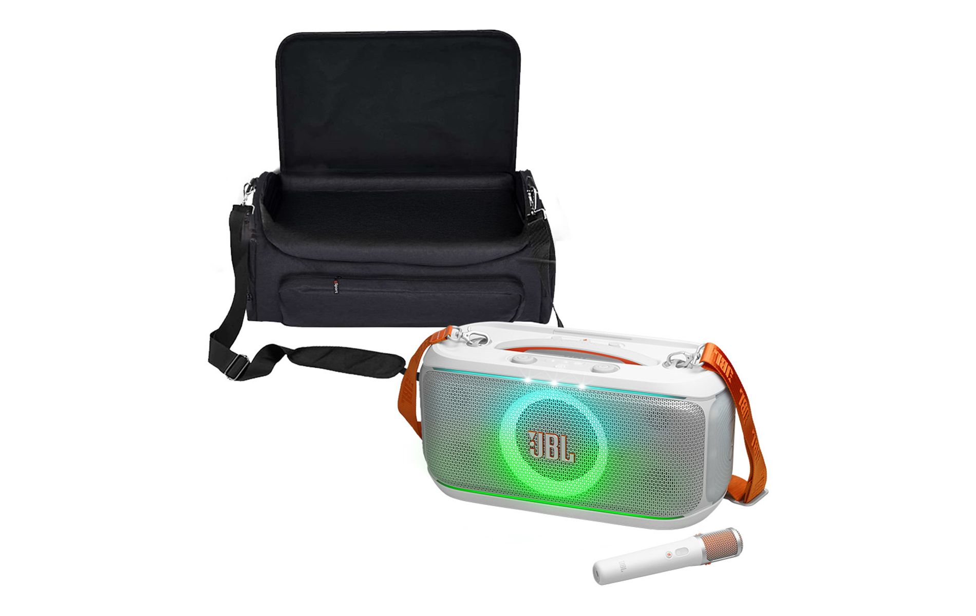 JBL PartyBox On-The-Go 2 Portable Party Speaker with gSport Carrying Bag (White)