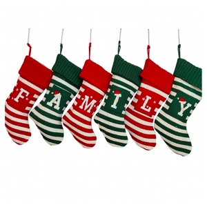 Aoibox Knit Monogram Christmas Stocking 1 Piece Red White Striped 7.87 in Opening 18 in Length Personalized Embroidered Letter M - 1 of 4