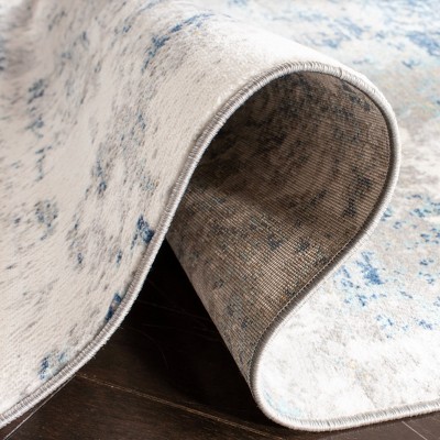 Brentwood Light Grey and Blue Synthetic Square Area Rug