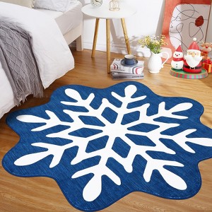 COZONY Christmas Snow Pattern Rug, Non-Slip Low Pile Machine Washable Carpet, Stain Resistant Floor Mat for Living Room, Bedroom & Holiday Decor - 1 of 4