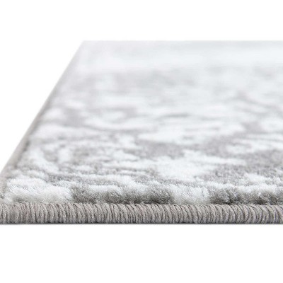 Grand Sofia Distressed Gray and Ivory 9' x 12' Synthetic Area Rug