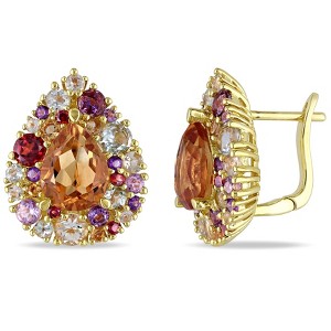 EVERLY JEWELRY | Yellow Plated Sterling Silver,Madeira Citrine, Green Quartz, Amethyst,Rose de France,Blue Topaz,Citrine and Garnet Earrings - 1 of 4
