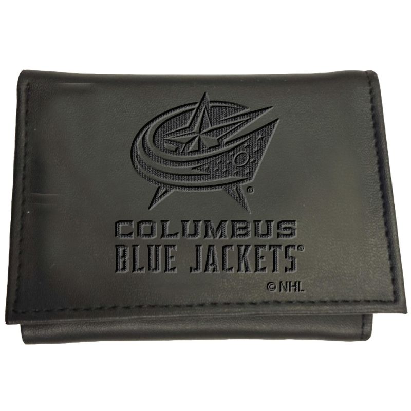 Evergreen NHL Columbus Blue Jackets Black Leather Trifold Wallet Officially Licensed with Gift Box, 1 of 2