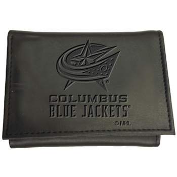 Evergreen NHL Columbus Blue Jackets Black Leather Trifold Wallet Officially Licensed with Gift Box