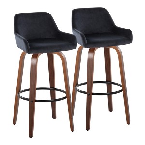 Set of 2 30" Fixed-Height Barstools with Wood Legs, Round Metal Footrest, and 360¡ã Swivel for Kitchen - 1 of 4