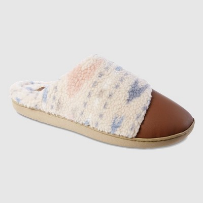 Isotoner Women's Tinsley Vegan Leather & Berber Clog Slippers