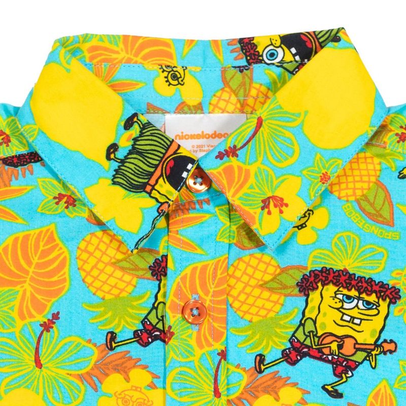 SpongeBob SquarePants Short Sleeve Button Down Shirt Blue, 5 of 8