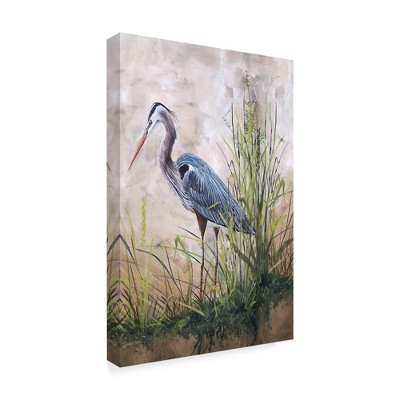 Trademark Fine Art -Jean Plout 'In The Reeds Blue Heron' Canvas Art