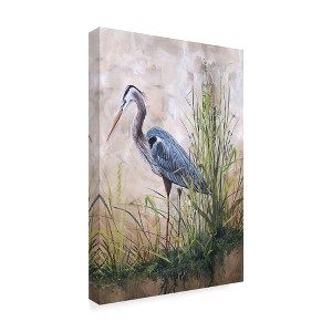 Trademark Fine Art -Jean Plout 'In The Reeds Blue Heron' Canvas Art - 1 of 3
