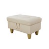 DOMETOUR White Faux Leather Storage Ottoman for Living Room - 3 of 4