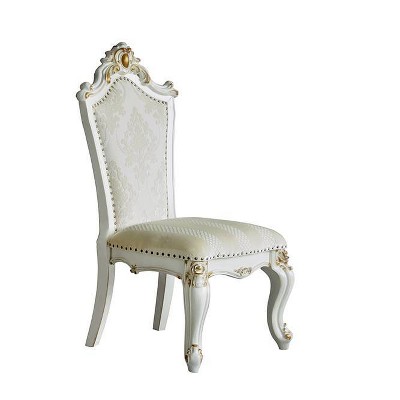 Elegant Beige Faux Leather Upholstered Side Chair with Queen Anne Legs