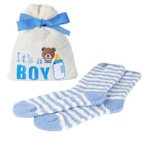 Memoi It's a Boy Cozy Socks & Gift Bag Set Ivory One Size - 1 of 1