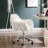 Modern Faux fur Home Office Chair, Fluffy Chair for Girls, Makeup Vanity Chair - 2 of 4