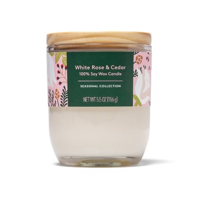 White Rose & Cedar Candle - 5.5oz - Everspring™