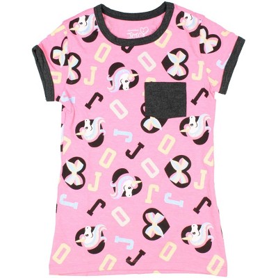 Seven Times Six Nickelodeon Jojo Siwa Girls' Unicorn Glitter nice Ringer T-Shirt Pink