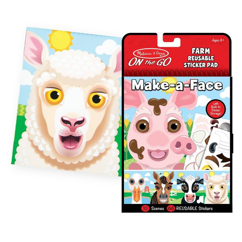 Melissa &#38; Doug Make-A-Face Reusable Sticker Pad Bundle 3 Pack: Safari Farm and Pet Sticker Activity Pads, 4 of 11