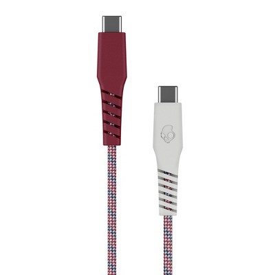 Skullcandy Line+ USB-C to USB-C Braided Charging Cable - White/Crimson