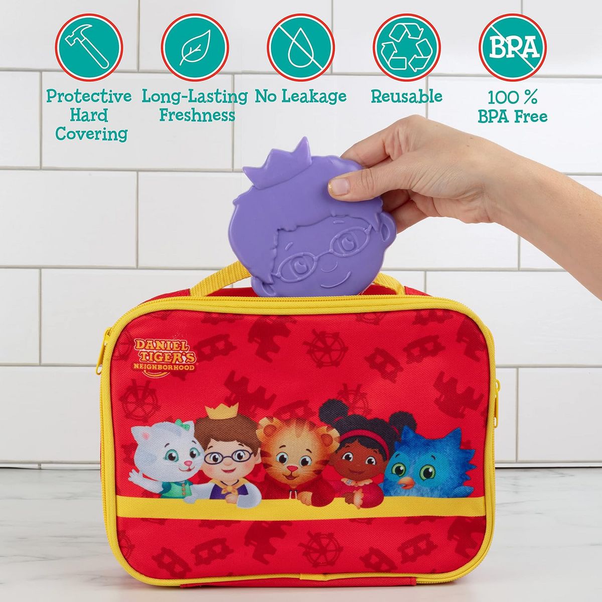 Prince Wednesday Daniel Tiger Reusable Hard Ice 3 Pack- Slim Lightweight Design, Cool Thin Freezer Packs - Easily Fits Inside Kids School Lunch Box - thumbnail 2