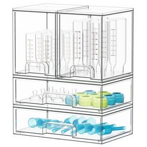 SpaceAid Baby Bottle Storage Organizer,  Stackable Acrylic Drawer Unit with Small, Medium &  Large Bin for Countertop, Cabinet, Vanity - 1 of 4