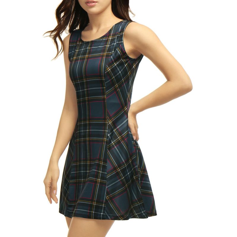 Allegra K Women's Summer Plaid Mini A-Line Sleeveless Fit and Flare Dress, 2 of 6