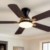 Ludomide 42 Inch Industrial Led Ceiling Fan With Lights And Remote, Modern Black And Gold Flush Mount Ceiling Fan With 5 Blades - 2 of 4