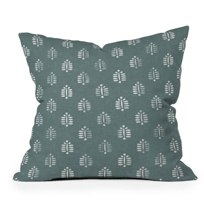 16&#34;x16&#34; Jessica Prout Block Print Ferns Square Throw Pillow Green - Deny Designs, 1 of 6