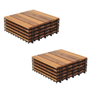 MyDepot 12″ × 12″ Natural Color Wood Interlocking Deck Tiles – Outdoor Patio - 1 of 4