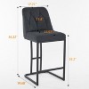gray Set of 2, Modern Upholstered Bar Stool, Tufted Back, Counter Height Chair, Sturdy Metal Frame, Comfortable Upholstered Seat - 3 of 4
