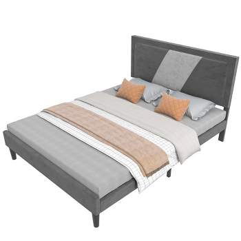 WhizMax Bed Frame with Headboard, Strong Wooden Slats Platform, No Box Spring Needed, Easy Assembly