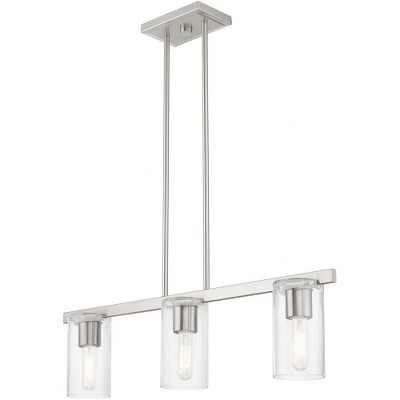Clarion Brushed Nickel 3-Light Linear Chandelier with Clear Glass