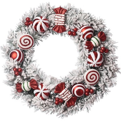 Transpac Artificial 24 in. White Christmas Wreath