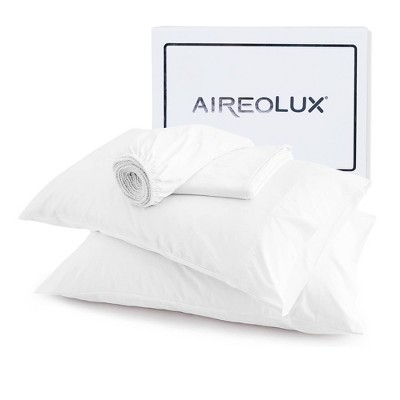 Aireolux 600 Thread Count White Cotton Twin Sheet Set