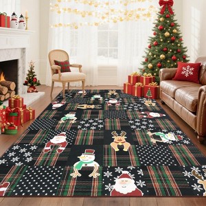 Modern Christmas Decorations Indoor Geometric Soft Non-Shedding Floor Mat Washable Low Pile - 1 of 4