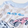 Toddler Girls' 4pc Hot Wheels Cotton Pajama Set - Blue/Tan 2T - 3 of 4